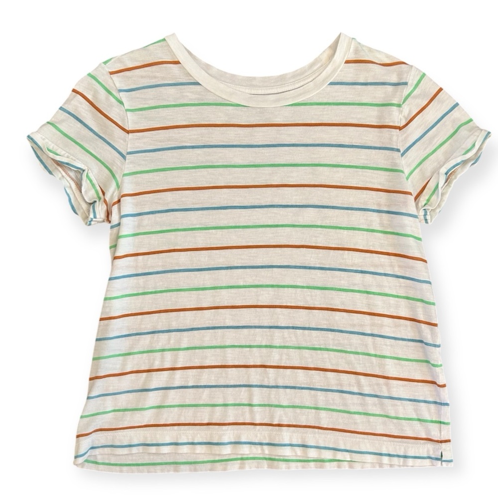 LOFT Striped Tee with Blue, Green, and Brown Accents
